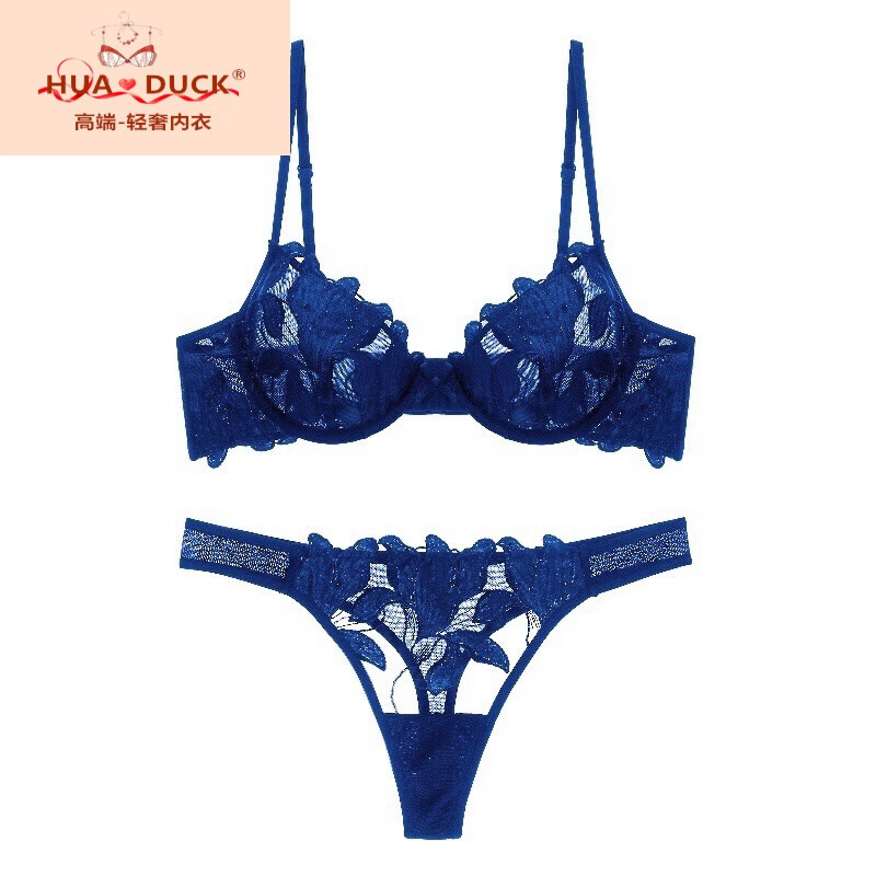 hua · duck国际品牌轻奢侈新款法式性感内衣大胸显小纱刺绣带钢圈