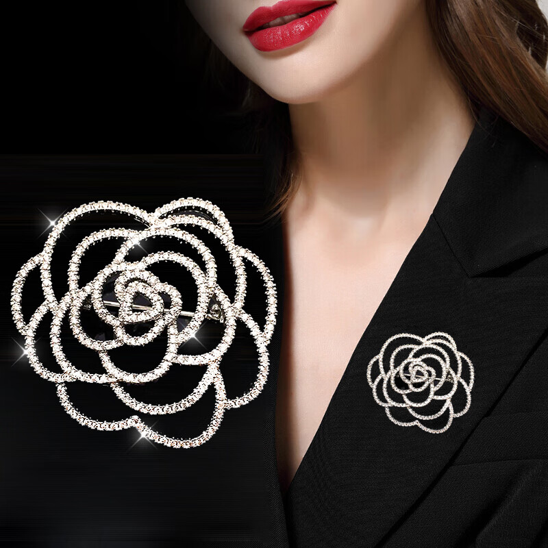 sendme玫瑰花胸针女士经典复古胸花镀玫瑰金色别针西装外套围巾丝巾扣