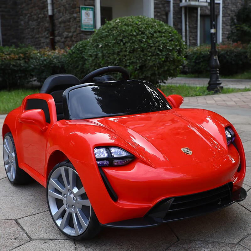 爱童(aitong)保时捷儿童电动汽车 四轮可坐人带遥控带前后摇摆1-3岁半