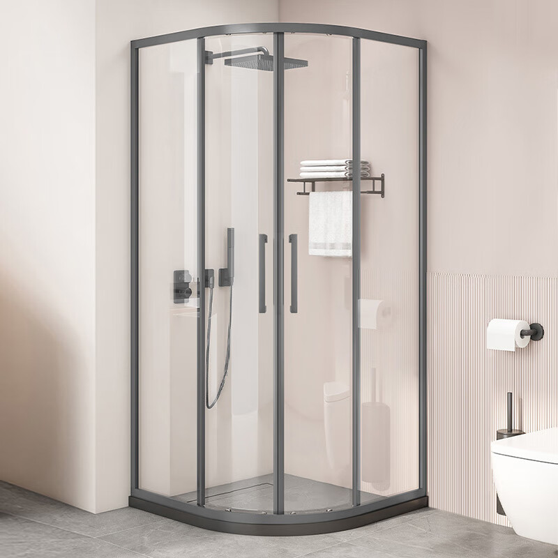 浴屏弧扇形隔断浴室扇形干湿分离隔断洗澡卫生间淋浴房弧形浴屏推拉