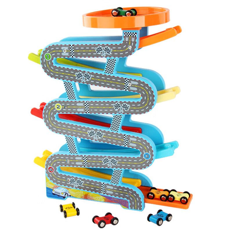 儿童玩具车男孩3岁滑翔轨道小汽车回力惯性2宝宝4多功能6动手动脑智力玩具 单轨道六层高架飞车（含6辆小车）