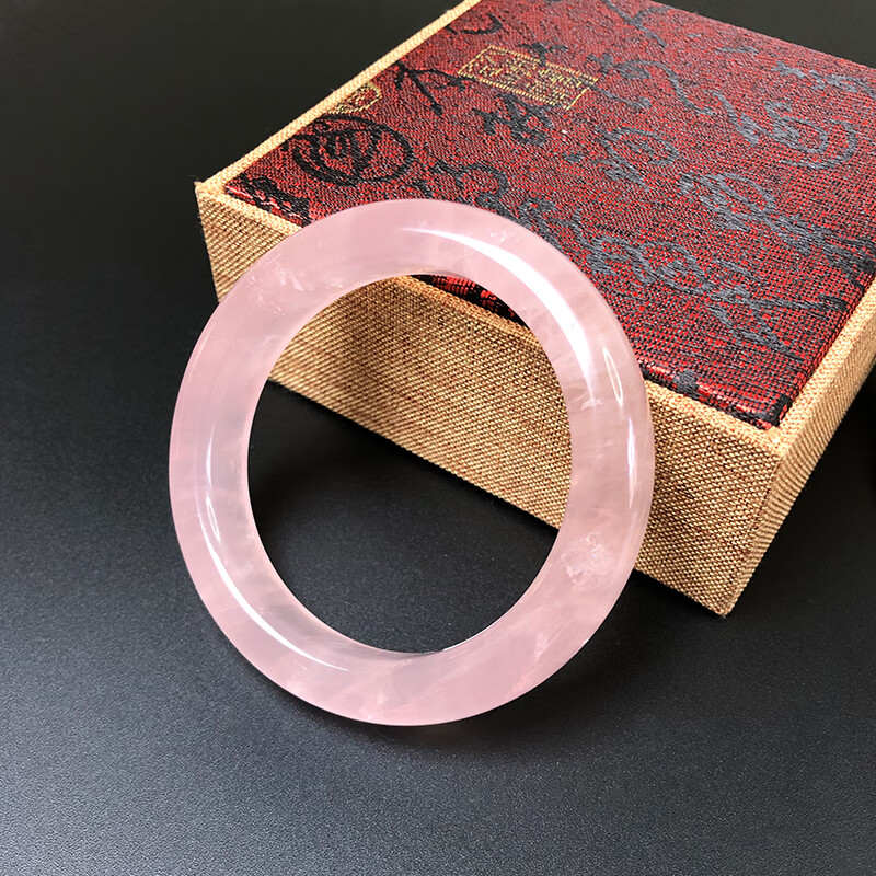 蓝田玉手镯陕西冰花芙蓉玉玉石粉色少女 52cm