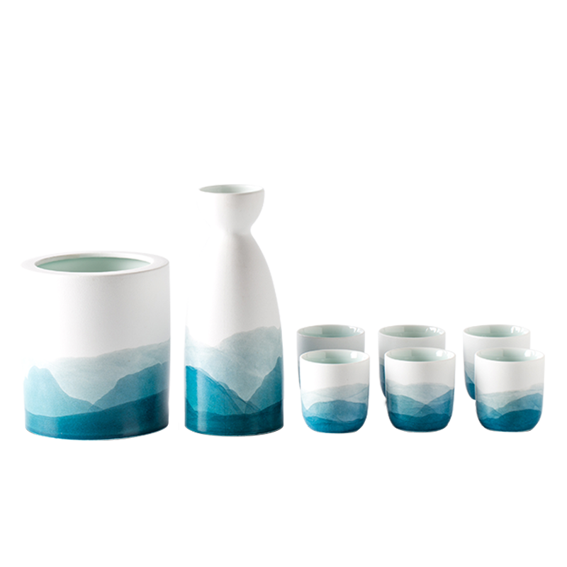 景德鎮(zhèn)景德鎮(zhèn)陶瓷官方高山流水酒具套裝家用白酒小酒杯醒酒器酒壺組合 云夢酒具套組
