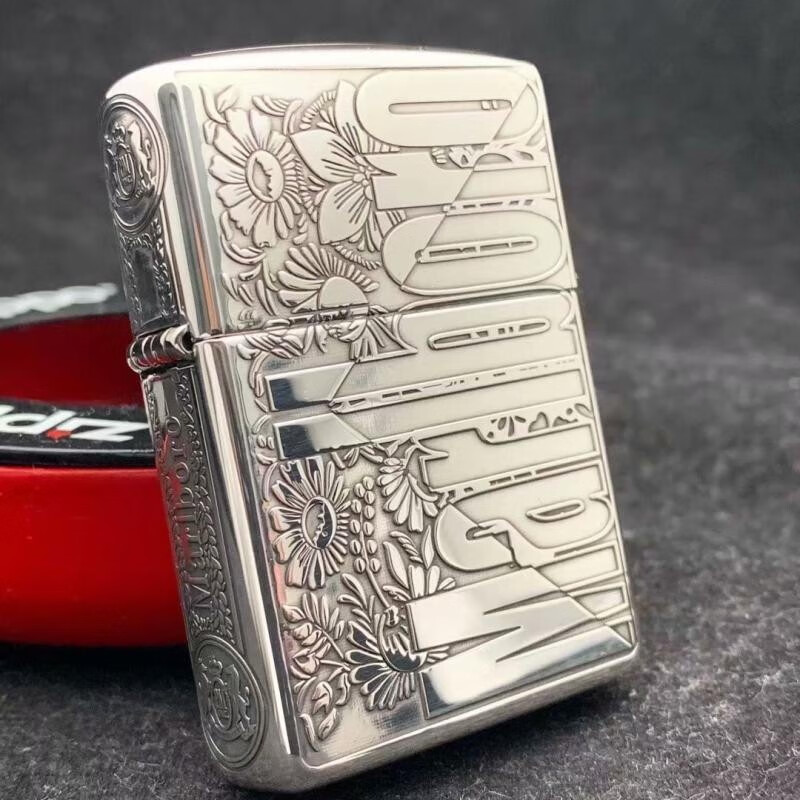 zippo之宝zippo纯银打火机 限量珍藏版纯银机加厚盔甲浮雕花丛万宝1路