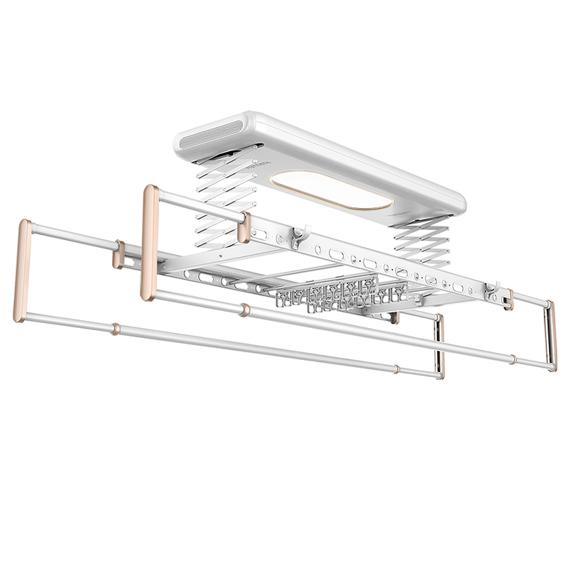 好太太支持小米loT晾衣架电动自动升降小爱同学和TM精灵智能遥控晾衣机阳台晾衣伸缩晾衣杆 【D-3125+16衣架】卢浮金语音照明+横杆排夹 上门安装+质保三年