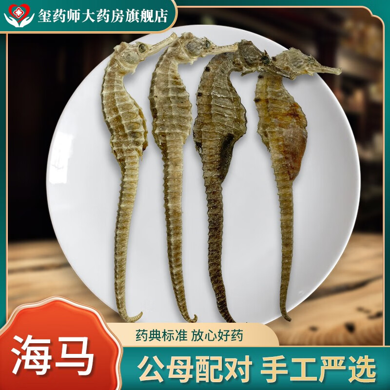 海马药材干货三斑海马公母一对干海马儿童营养煲汤男性滋补泡酒药材