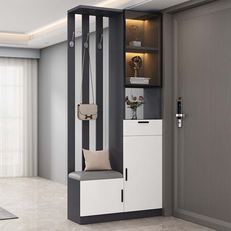 楹钰鞋柜门口一体柜大容量入户进门客厅鞋柜坐凳一体柜 柜体长度80cm