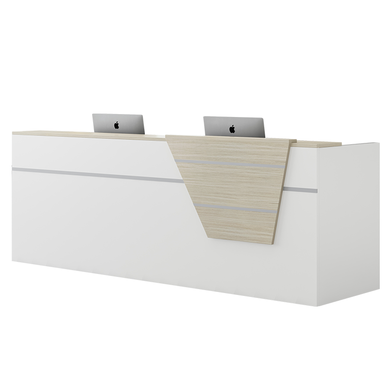 卡奈登 简约板式前台现代迎宾台咨询台吧台收银台公司前台服务台接待台 2.4米 QTSX020