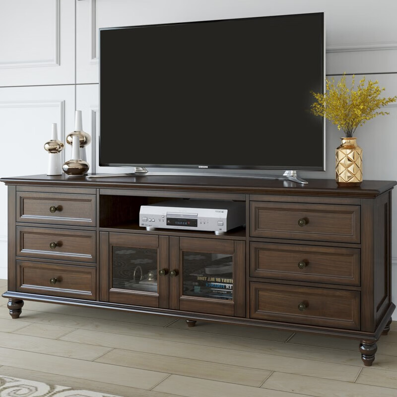 柏曼雅美式小美式简约电视柜茶几组合后现代简美北美白蜡木小户型卧室 1.6米电视柜