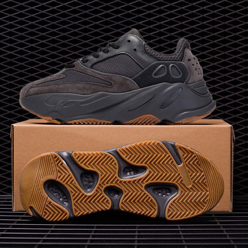 法莱朗椰子鞋男700莆田老爹鞋新款潮流情侣休闲运动跑步鞋 v1黑生胶