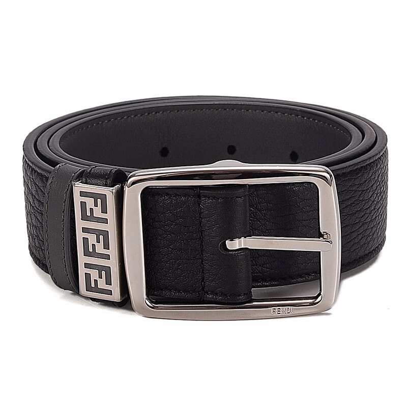芬迪fendi 男士黑色牛皮ff图案针扣腰带 7c0435 ab59 f0tuh 110cm