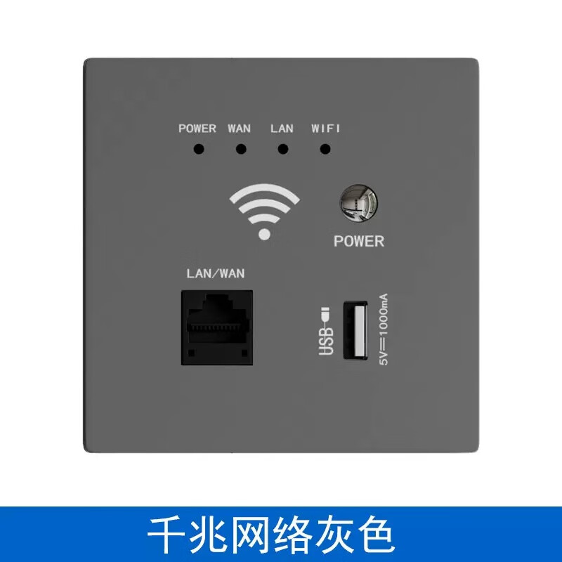 WIFI SKY86型墙壁WiFi路由器千兆无线中断信号放大POE网线AP面板 千兆款亚克力-灰色-双频5G1200M