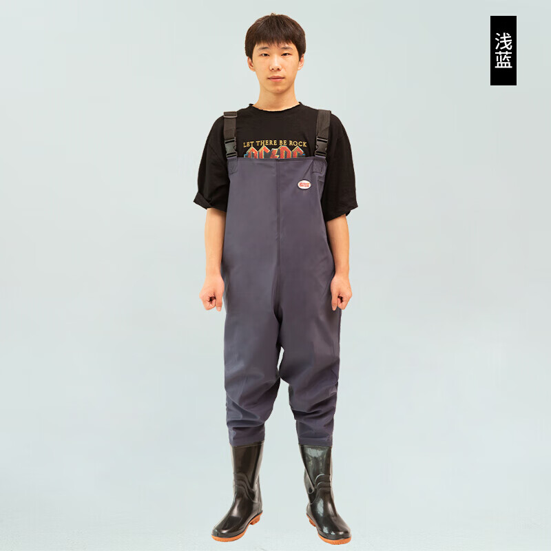 鱼塘防水裤子男抓鱼下水裤半身雨裤衣服捕鱼连体全身水裤皮叉加厚雨鞋