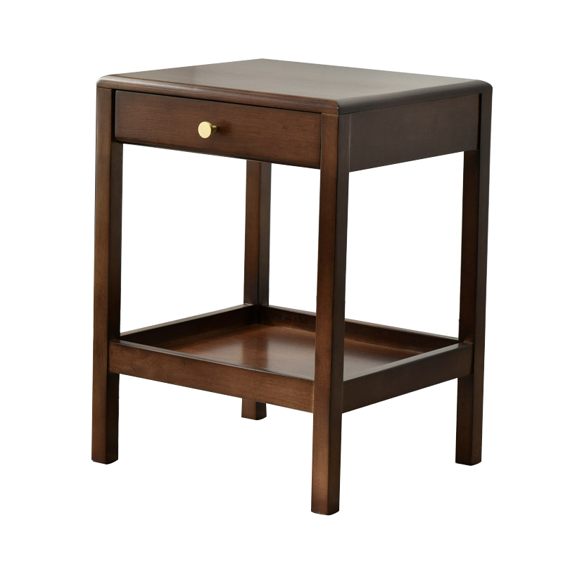 藝柳園實木茶幾小戶型客廳沙發(fā)側(cè)邊柜邊幾邊柜角幾臥室床邊柜小方桌子 胡桃色帶抽屜【橡膠木】整裝