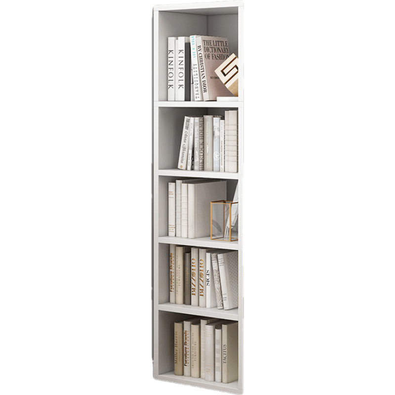 醉季 书架落地简约窄缝卧室实木色简易家用客厅多层收纳置物架子 120cm暖白色