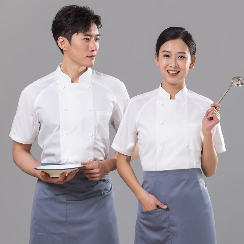 锐明凯餐饮厨师工作服短袖透气男饭店快餐店食堂后厨透气夏季厨师服印