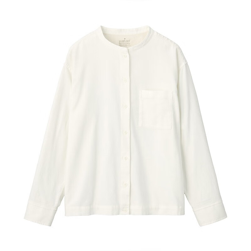 无印良品 MUJI 女式 新疆棉法兰绒 立领衬衫 米白色 XL