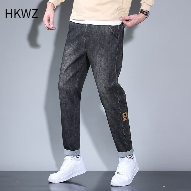 hkwz加长版牛仔裤男春季新款青少年高个子190超长款直筒男裤长裤子115