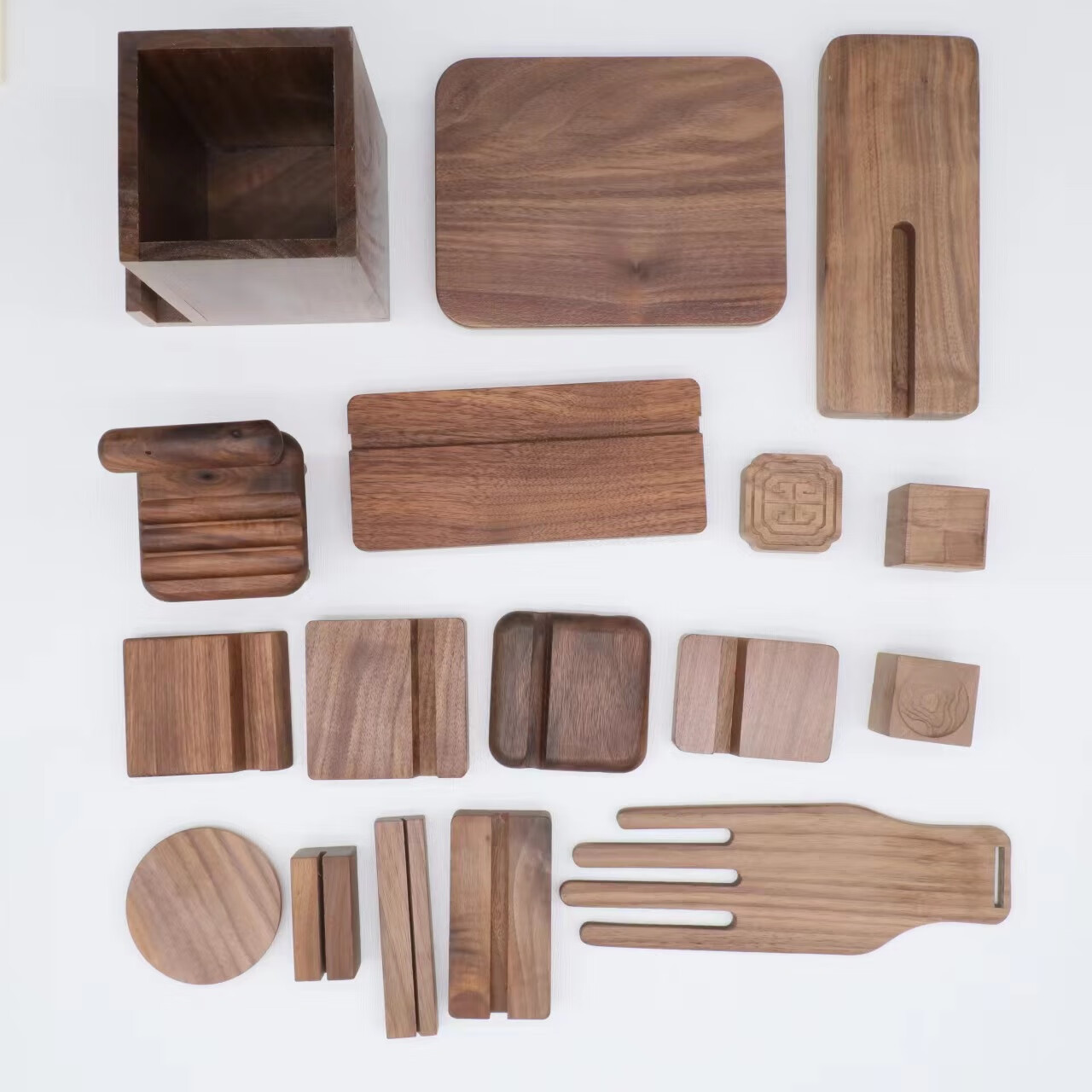 梯橙实木黑胡桃木制产品来图来样可印logo摆件底座雕刻工艺品