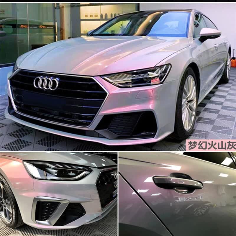 渐变七彩镭射白车身贴纸改装车衣 梦幻火山灰 奔驰c级e级glca级gle/s