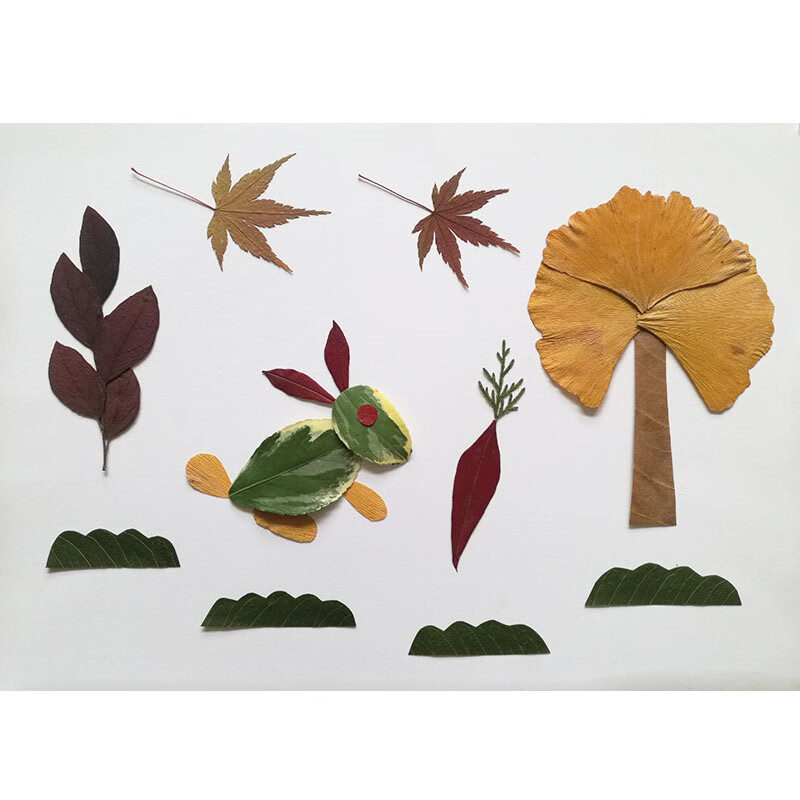 树叶子手工制作图片 树叶粘贴画diy手工材料包幼儿园秋天真树叶贴画
