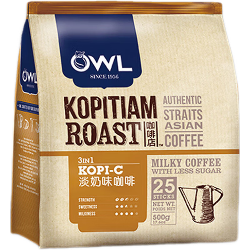 OWL猫头鹰进口咖啡馆大师系列碳烤奶味速溶咖啡粉价格走势及评测|咖啡奶茶价格走势统计