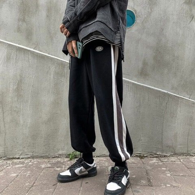 (nanyuqiu)新款休闲裤男生2021春夏个性撞色潮流抽绳裤子港风ins宽松