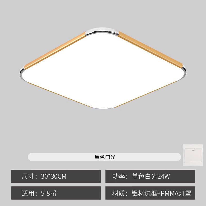 泽商马  客厅灯简约现代大气2020年新款LED吸顶灯卧室灯餐厅阳台灯具 薄金30*30超光