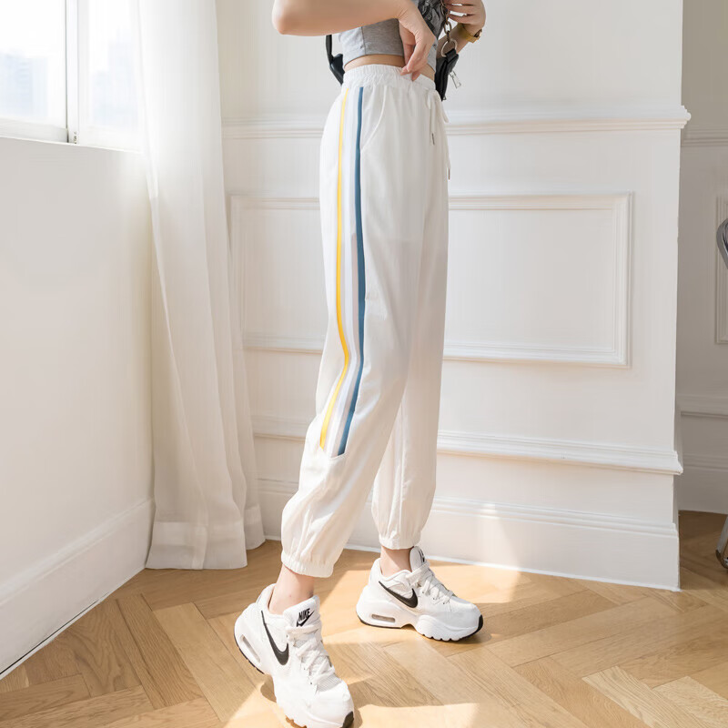 缘雅婷子女夏季薄款学生党冰丝款雪纺网纱速干运动宽松束脚小个子