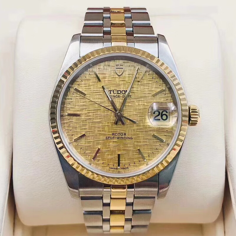 【二手95新】帝舵男表 王子系列 间金 布纹面 34表径 自动机械 m74033