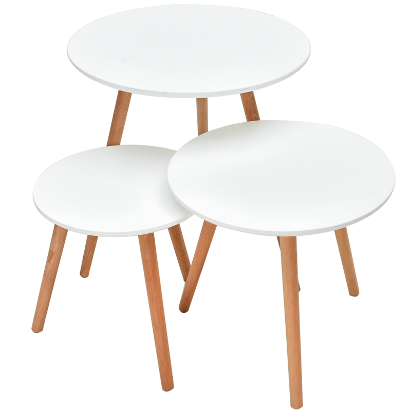 积木部落 实木茶几客厅边几卧室圆桌北欧ins风简约现代角几床头简易圆桌 中号+大号(颜色备注)