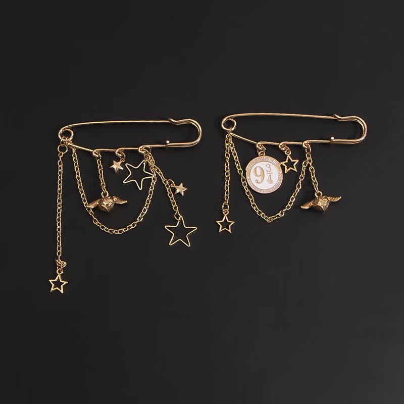 muyin)哈利波特周边胸针金色飞贼九又四分之三车站流苏别针闺蜜防走光