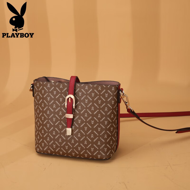 playboy花花公子包包女2020新款女士单肩包大容量水桶包时尚斜挎包 酒