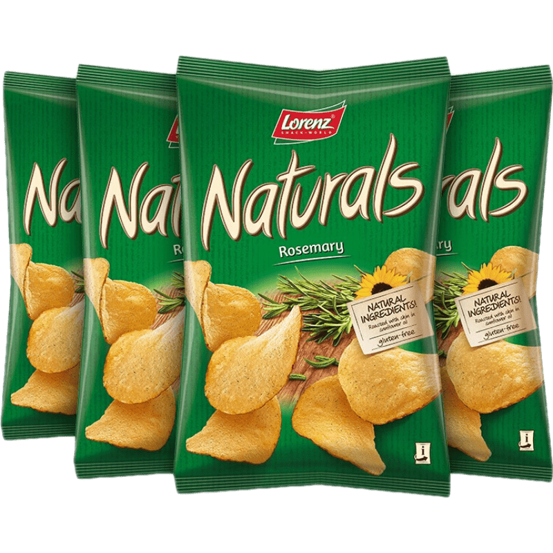 劳仑兹（Lorenz）德国进口 薯片100g*4袋 原切薄脆片休闲零食 大包装膨化土豆片 迷迭香味薯片 100g*4袋