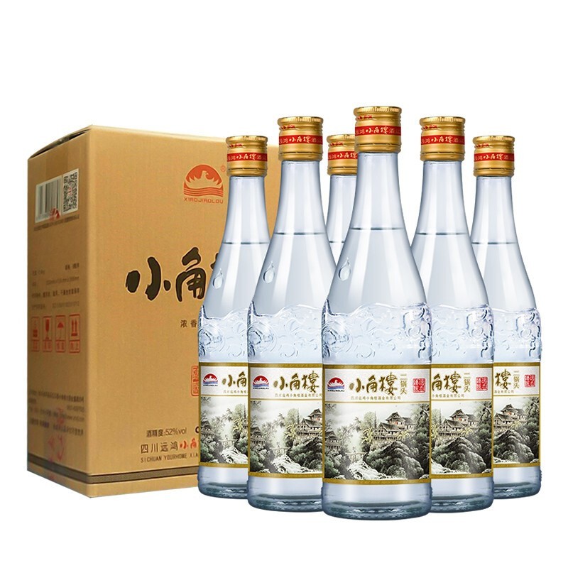 小角楼【官方正品】二锅头 52度浓香风格固液法白酒特价口粮酒 52%vol 500mL 6瓶 整箱装