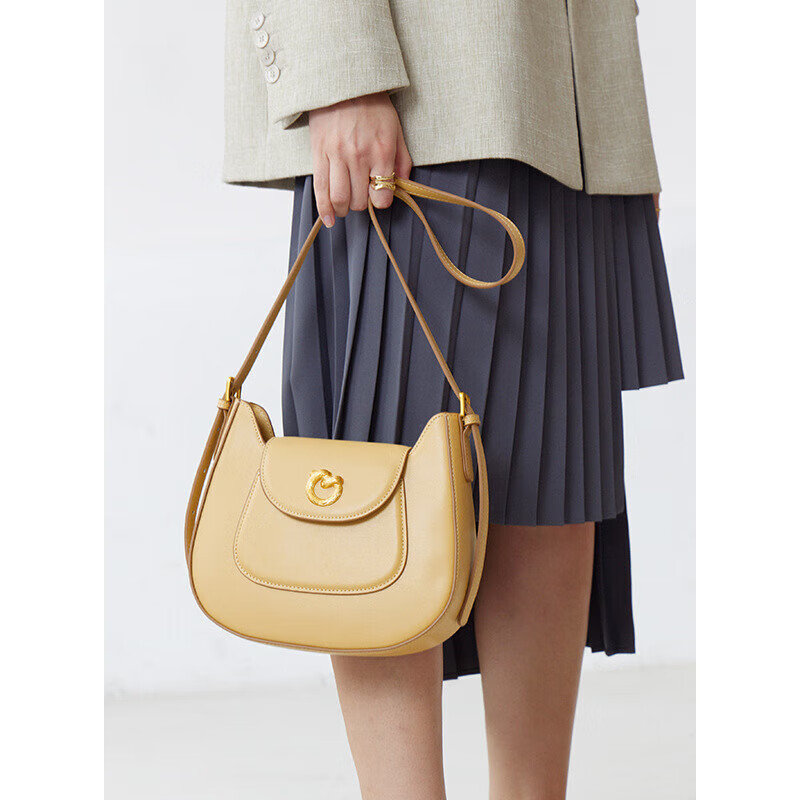 酷奇袋鼠(kuqidaishu)马鞍包牛皮包包女设计感小众女包单肩斜挎包包