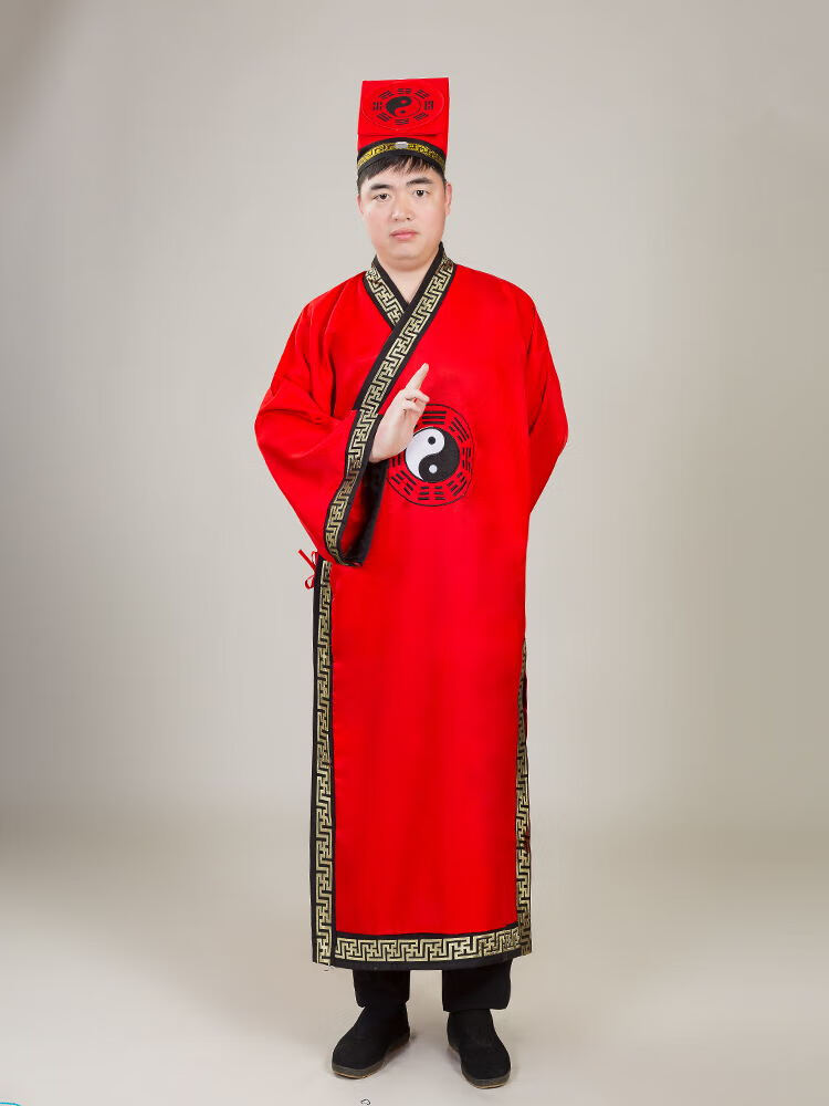 借冬道士服装道袍八卦衣长袍法衣经衣林正英道袍武当山长袖套装黑色男