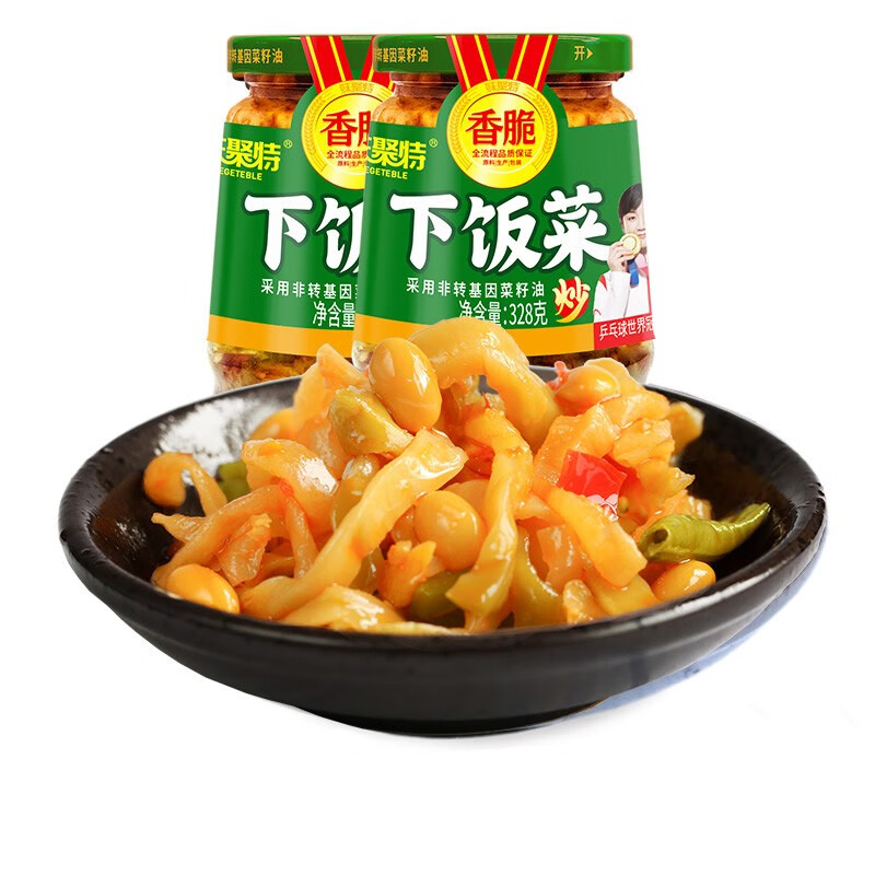 味聚特下饭菜328g瓶装爽口下饭菜咸菜学生榨菜特产开味菜黄花什锦脆