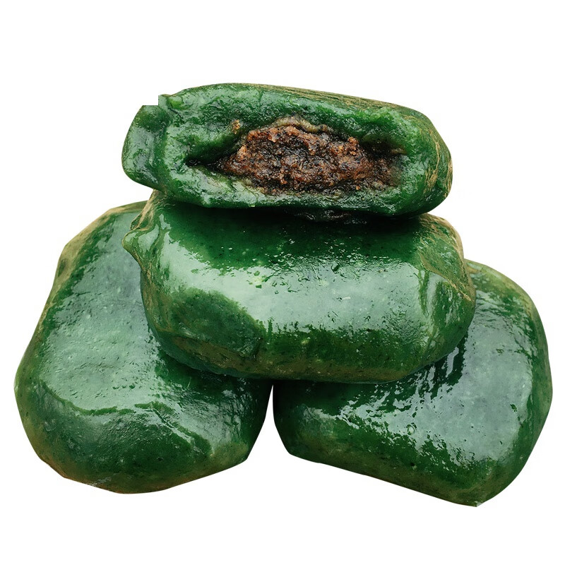 虎钢馋湘西艾蒿糍粑蒿子艾叶粑粑艾草青团子糯米黄豆甜馅湖南农家手工