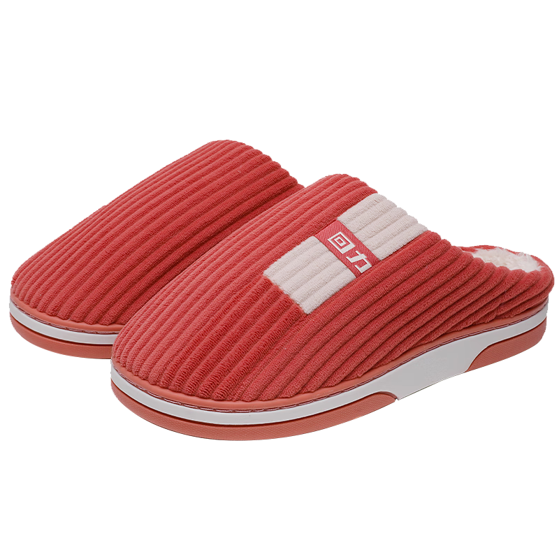 回力日式情侶棉拖鞋秋冬居家保暖加絨軟彈底棉鞋HL0223玫瑰粉36-37碼