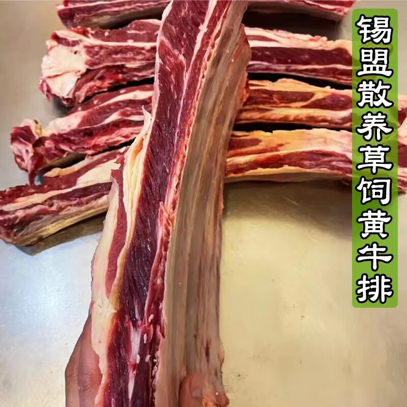 舍曼内蒙古黄膘牛排 散养黄牛肉牛肋排牛仔骨新鲜生牛肉 牛肋排(每块10厘米左右) 5斤+(韭菜花酱炖肉料)