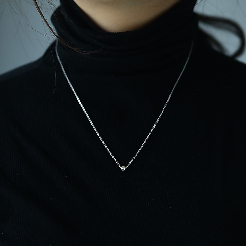 炙真银楼碎银几两纯足银项链女士款吊坠学生锁骨链简约时尚首饰品生日