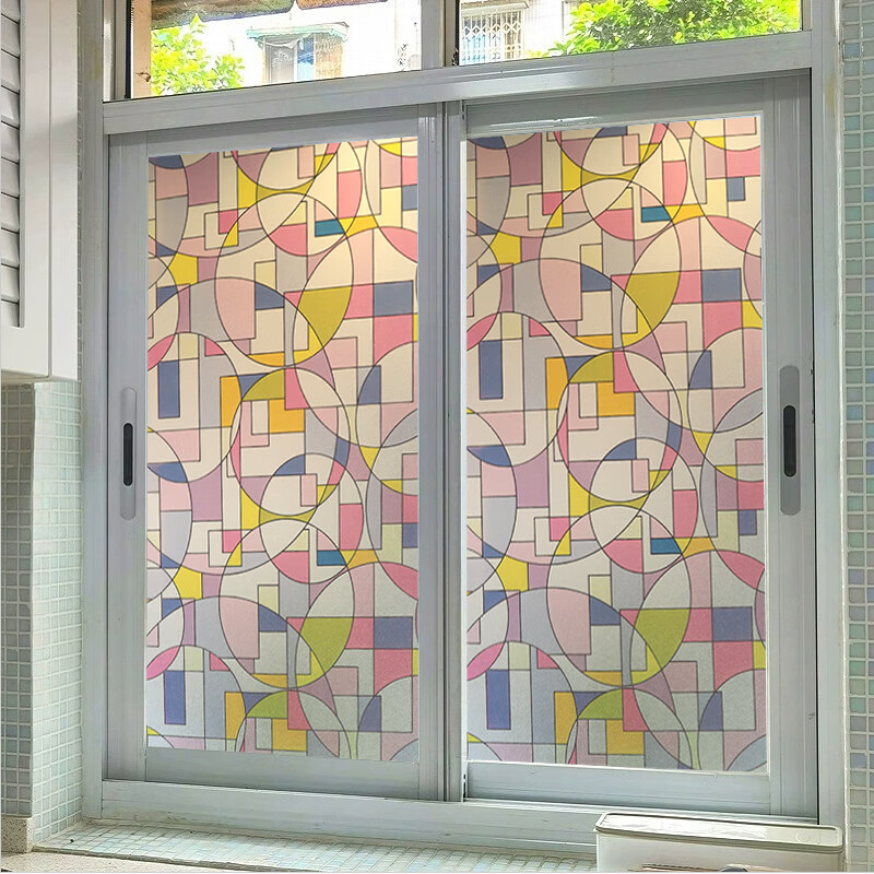 皇昇免胶磨砂玻璃贴膜办公室窗户卫生间防窥不透人玻璃贴纸透光不透明 加厚免胶【黑花藤】防窥隐私好 5米长*90厘米宽【送贴膜工具】