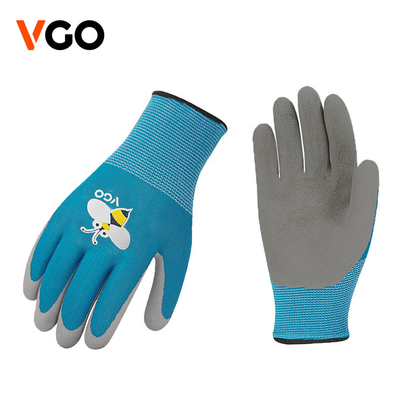 vgo Vgo 儿童户外手套采摘劳动赶海薄DIY玩耍橡胶舒适透气多功能  RB6013 蓝色1双 XS(7-9岁)弹力偏大