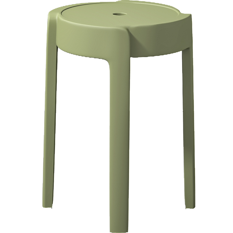 木匠印记塑料凳子加厚家用简约圆凳时尚创意可叠放网红后餐排队休息现代经济型凳子 圆腿旋风凳白色