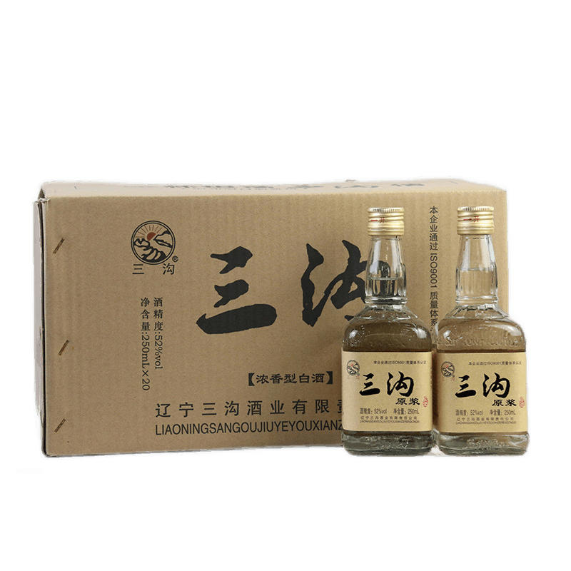 辽宁特产三沟白酒高粱原浆52度250ml*20瓶浓香型高度纯粮酒口粮酒整箱