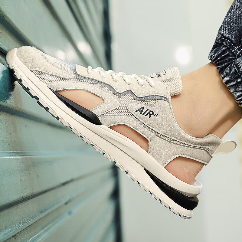 京蝌蝌拖鞋浴室凉鞋男夏季外穿休闲运动防滑沙滩拖鞋男士开车网面透气