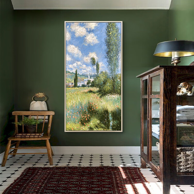 美而居纯手绘油画莫奈亚嘉杜巡礼玄关走廊过道装饰画世界名画风景壁画