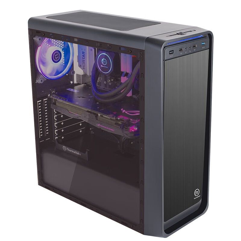 Tt（Thermaltake）启航者S5 黑色 机箱水冷电脑主机（支持ATX/支持240水冷排/侧透/U3/支持长显卡/游戏机箱）