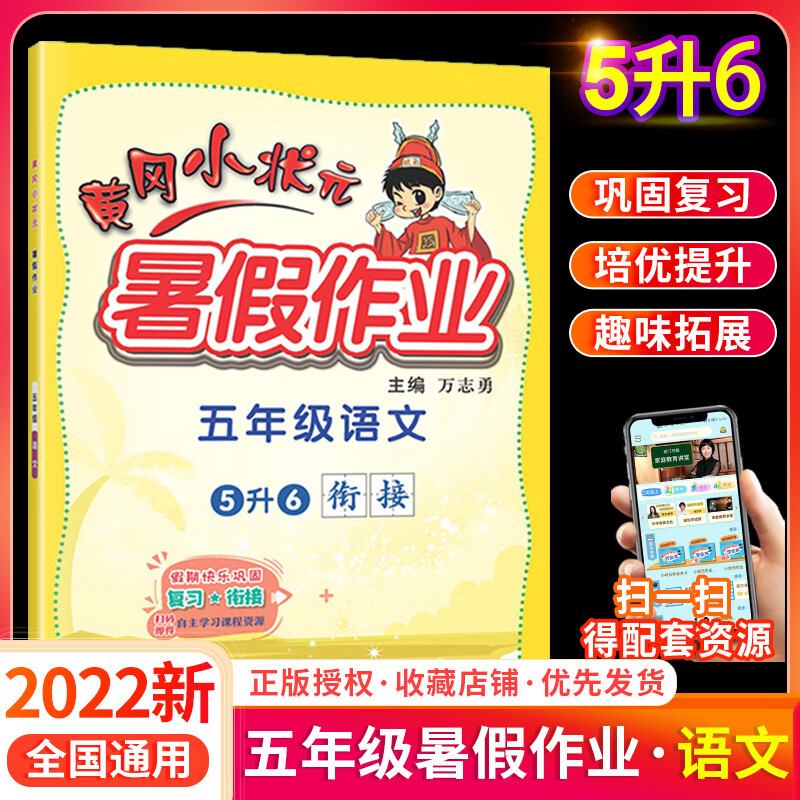 2022春黄冈小状元五年级语文暑假作业部编人教版 小学5升6五升六假期衔接五年级下册语文练习册同步训练作业
